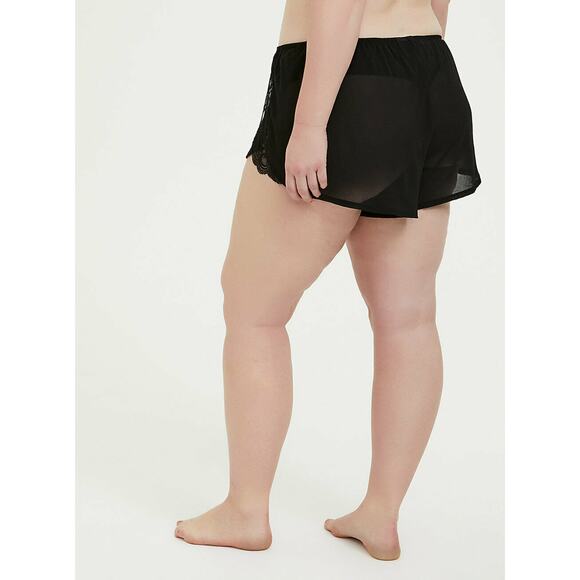 TORRID Black Chiffon & Lace Trim Sleep Shorts - Picture 2 of 6